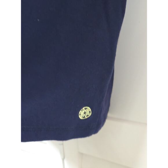 Lilly Pulitzer Areli Pullover Dk Blue Tunic Lattice Back Top-Size Medium Long - Picture 3 of 6